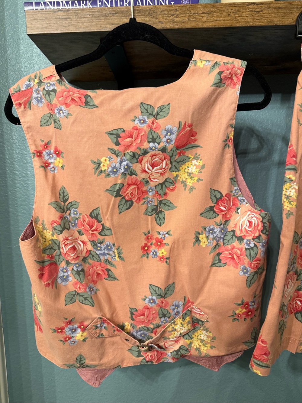 Vintage 90s London Fog Floral Vest Shorts Set Pink Rose Garden Print Cotton - Picture 6 of 12